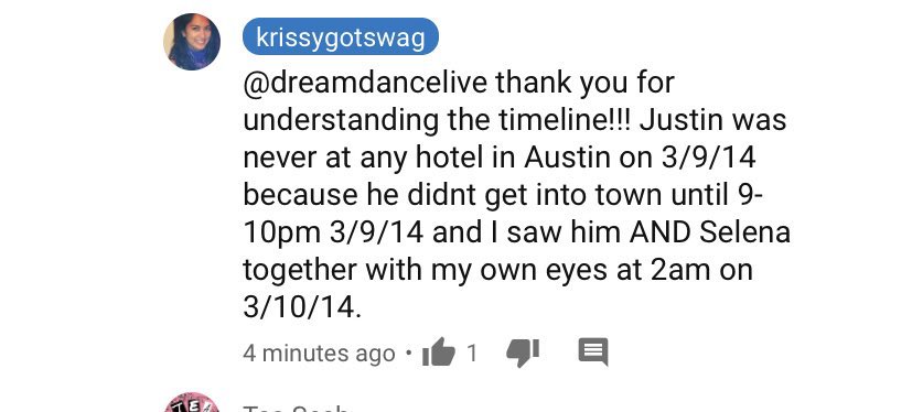 MORE proof, the statement from the eye witness HERSELF"justin was never at any hotel in austin on 9th march bc he didnt get into town until 10 pm of 9th march and I saw him AND selena together with my OWN eyes at 2 am on 10/03/14"
