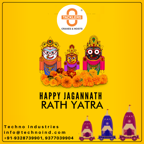 May every Indian be happy and prosperous on this Rath yatra Festival. Jai Jagannath! - technoind.com
#RathYatraFestival #JaiJagannath #HappyRathYatra2020 #RathYatraWishes2020 #JayShreeKrishna #tacklerscraneshoists #MaterialHandlingEquipment #Ahmedabad #Gujarat #India