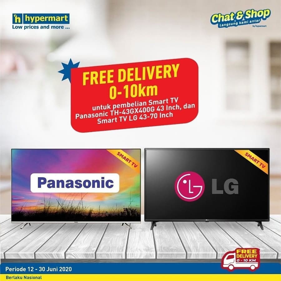 HypermartP's tweet image. sekarang anda bisa dapatkan FREE Delivery untuk jarak 0 - 10 km setiap pembelian Smart TV Panasonic TH-43GX400G 43 Inch dan Smart TV LG 43 - 70 Inch

Promo ini berlaku dari tanggal 12 - 30 Juni 2020 ya, pelanggan setia
Yuk cek nomor WA Hypermart kami di 0878 6220 2532