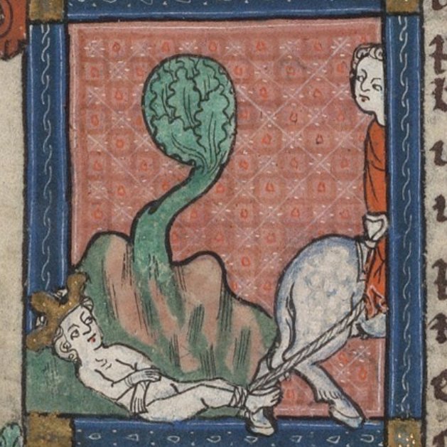 When you're getting dragged by your friends.(Beinecke Library, MS 404, f. 188r)