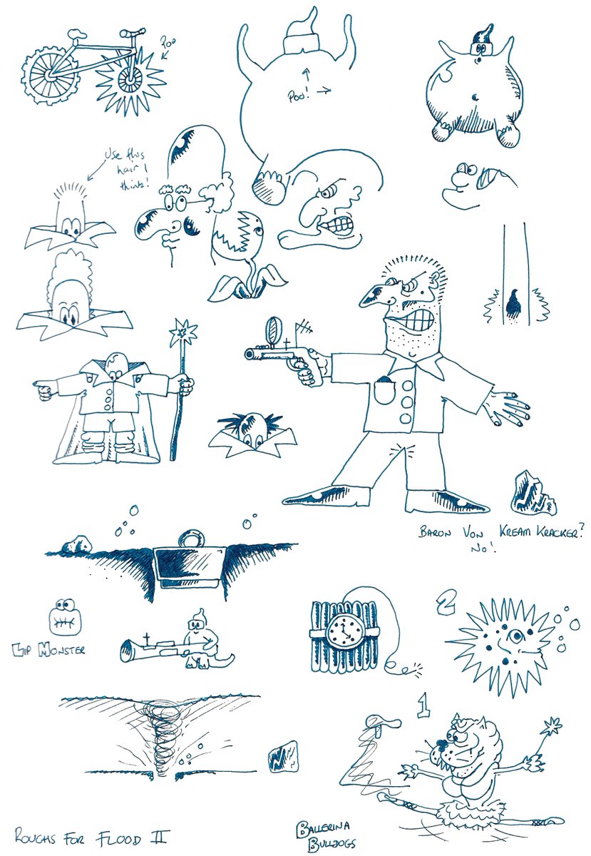 MarkRJones1970's tweet photo. @fgasking @PaulieHughes Not long ago I found some roughs of the design of the game. Here's 4 pages worth #Flood2 #Amiga #AtariST #retrogaming https://t.co/PMO1sITKXq