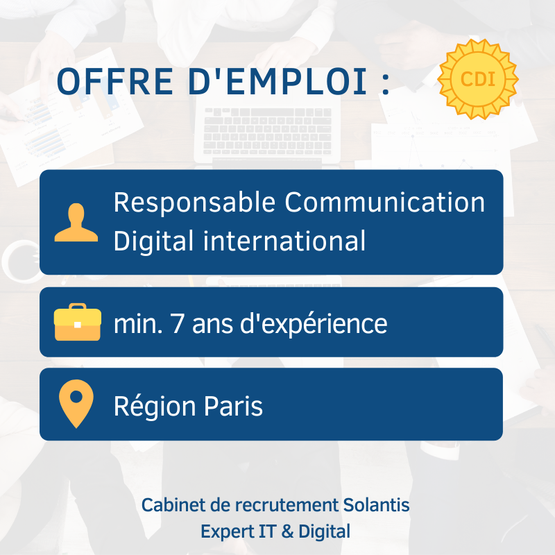 SolantisCabinet's tweet photo. [OFFRE EMPLOI CDI] Responsable Communication Digital - anglais / international CDI en Client final (H/F)
➡️Postulez directement ici : https://t.co/Kh1DwxiuK5
#emploi #job #jobsearch #emploiparis #jobparis #recrutement #candidats #it #digital #cabinetderecrutement #solantis #cdi https://t.co/oRl7dSABfp