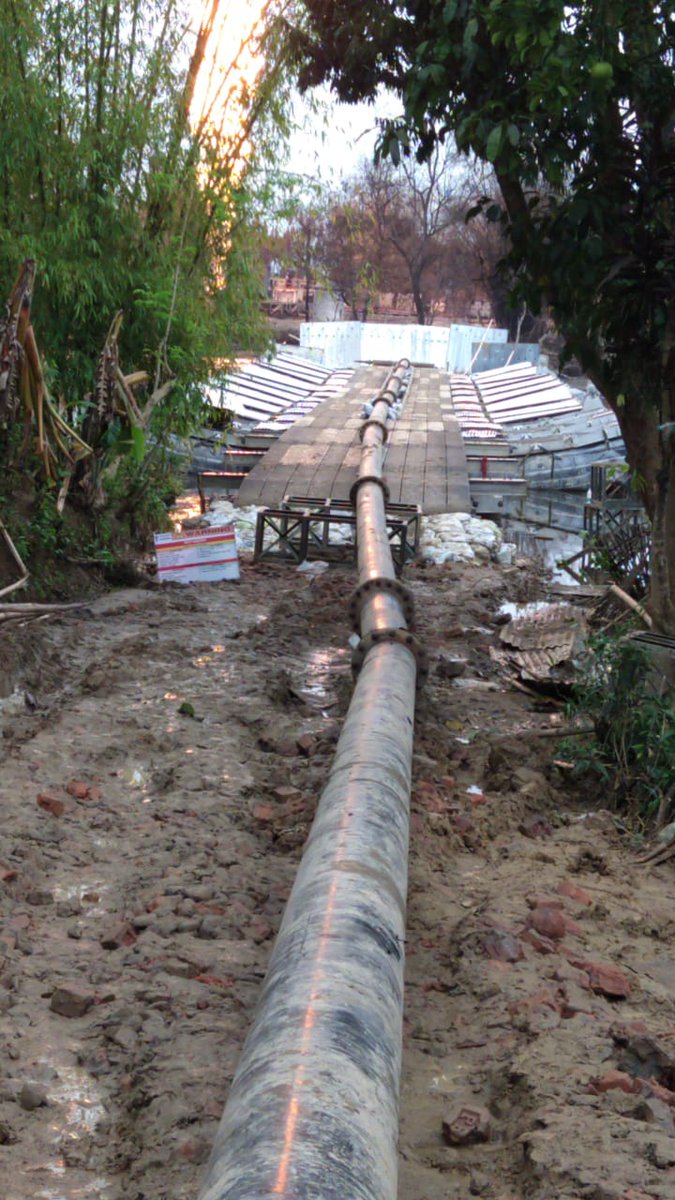 save_oil's tweet image. #OILupdate
Placement of Water Delivery Line over Bailey Bridge Completed today.
#BaghjanOilField #Baghjan #supportOIL