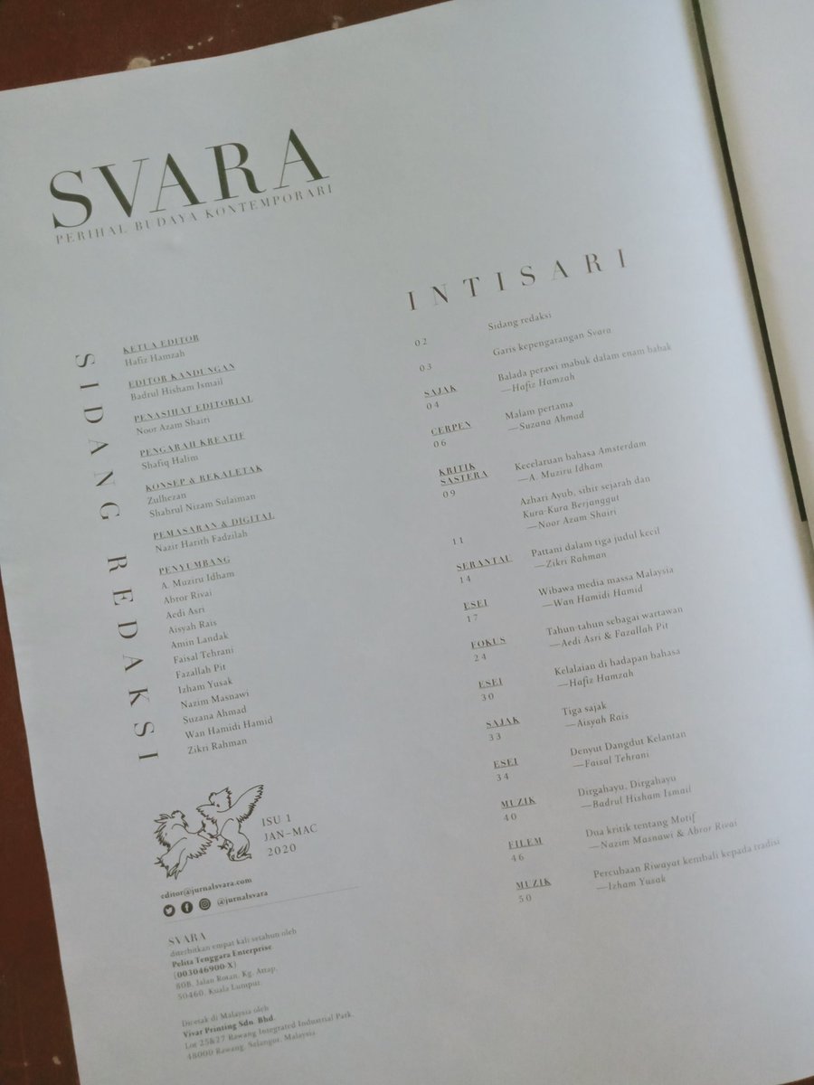 k_hitamputih's tweet photo. SVARA isu 1 2020
RM 25
ORDER; Whatsapp #khp 0123840415
COD sekitar bandar k.bharu kelantan

#svara #kedaihitamputih #kedaibuku #kotabharu #kelantan #malaysia #books #buku #bukuonline #malaysiamembaca https://t.co/tMprwr2ddu