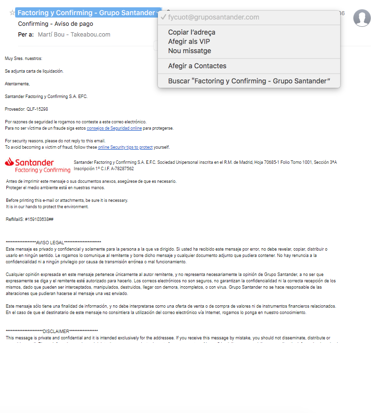 Hola <a href="/santander_es/">Santander España</a> 

Supongo que esto ya lo tenéis controlado pero es un phising de primera, no?
