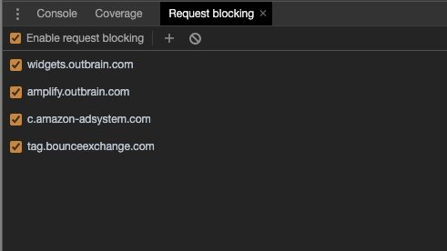 Take a look at some of these slower external scripts, right-click on one and then choose Block Request Domain to block anything from the domain or Block Request URL to block only that script. You will then see the Request Blocking window pop up.