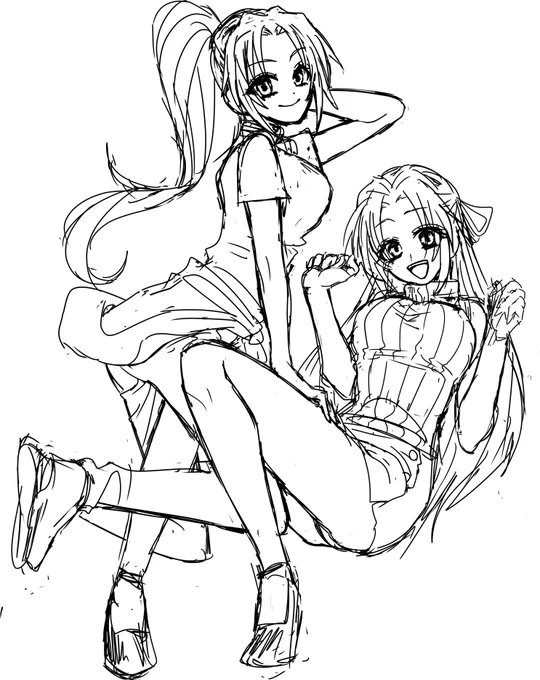 一生描き終わらなそうな園崎姉妹 女の子を描くの楽しいな・・・ 