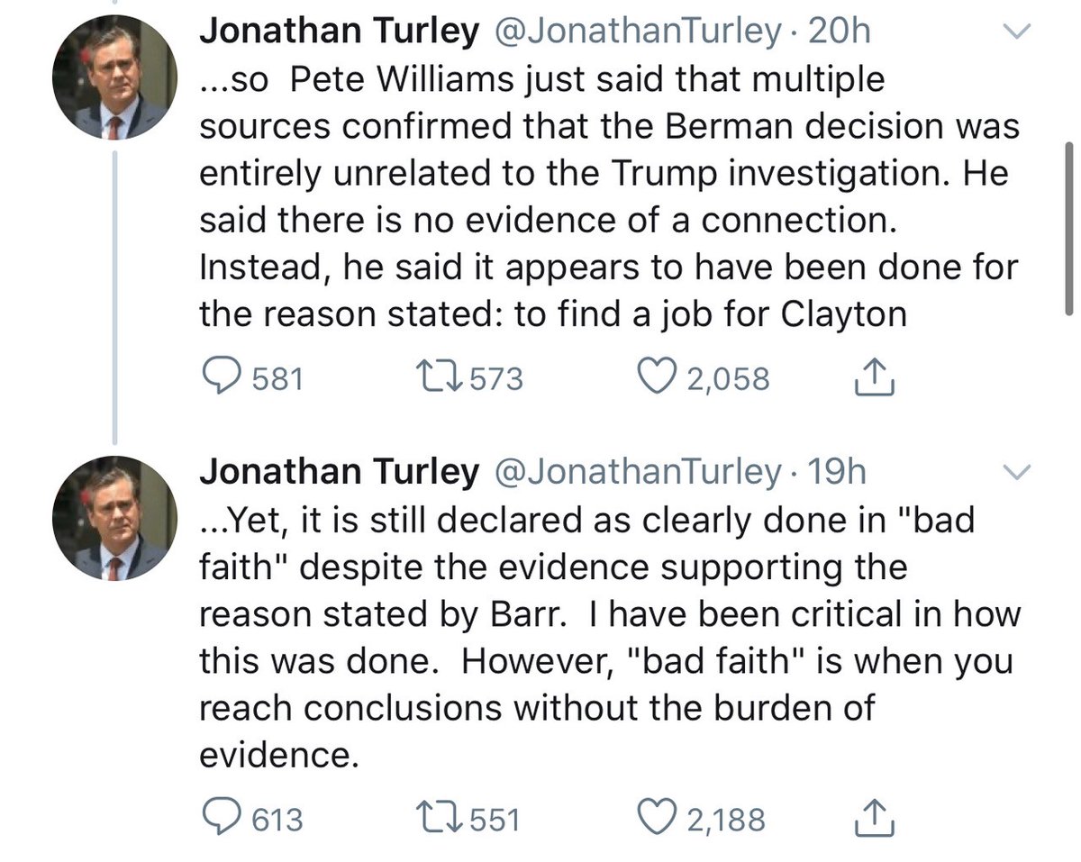 1. The new defense of Barr's conduct over the weekend is that he was just trying "to find a job for [Jay] Clayton."There are at least three problems with this effort to whitewash what Barr did and said—all of which suggest that he was, indeed, acting in bad faith.A  #thread: