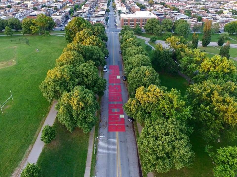 jemillerbalt's tweet photo. New this morning in SE Baltimore. 
Linwood Ave through Patterson Park. Completed by community members last night https://t.co/ErbHwO533C