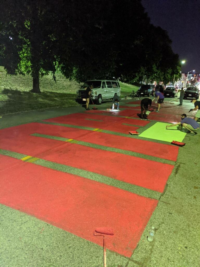 jemillerbalt's tweet photo. New this morning in SE Baltimore. 
Linwood Ave through Patterson Park. Completed by community members last night https://t.co/ErbHwO533C