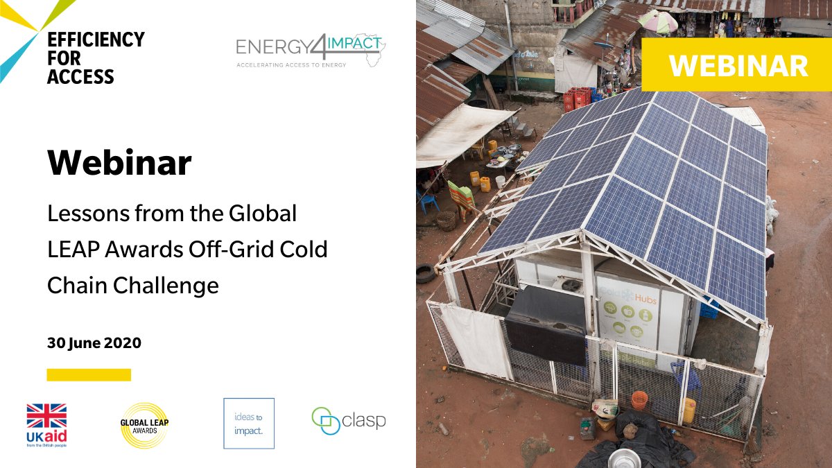 LEAP_Awards's tweet photo. Join us on 30 JUNE for a webinar on lessons & insights from the Global @LEAP_Awards #OGCCC! The Webinar, hosted by @EforA_Coalition & @Energy4Impact, will present actionable next steps for cold chain actors across SSA. Register now: https://t.co/iOs0UTT5Q7 https://t.co/Mrf6SsGx4m