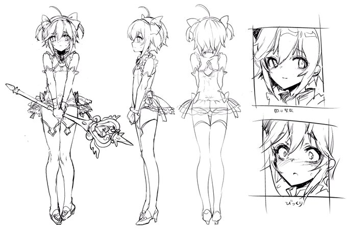 今作ってる魔法少女男の娘の設定ラフです。漫画にしたいけど長編になりそうなので一旦CG集で出す予定 