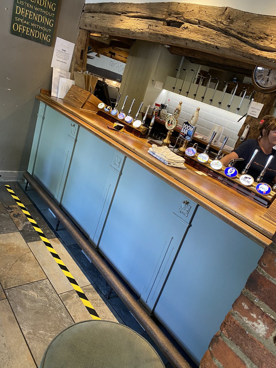 I’ve put these lines behind the bar and other side of the bar, with the counter the distance between faces is 1.5m

The staff will be wearing masks, there is no justification for forcing us to use ordering apps... <a href="/MattHancock/">Matt Hancock</a> <a href="/BorisJohnson/">Boris Johnson</a> 

Give us some trust please