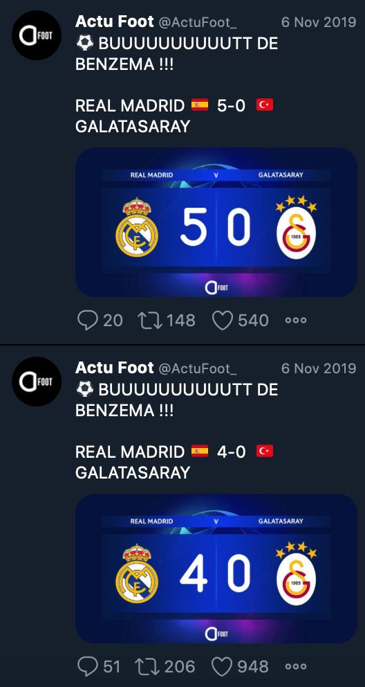 ActuFoot_'s tweet photo. @Eu_Rafi Nous avons pour habitude de mettre les noms des buteurs en majuscules lorsqu'il s'agit d'un live-tweet avec visuels. Cela n'a rien à voir avec le club. 

Merci de cesser toute victimisation, tout ça pour quelques retweets. https://t.co/e5VLzMFXeL