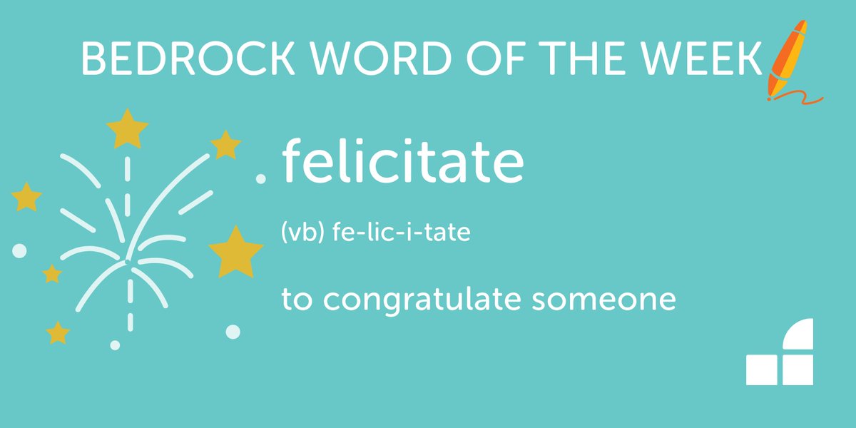 Bedr0ckLearning's tweet photo. Spread some #positivity this week by felicitating someone on their achievements! #BedrockWordOfTheWeek #NewWords #Vocab #TeamEnglish #WordOfTheWeek https://t.co/dSLRDvc5jF