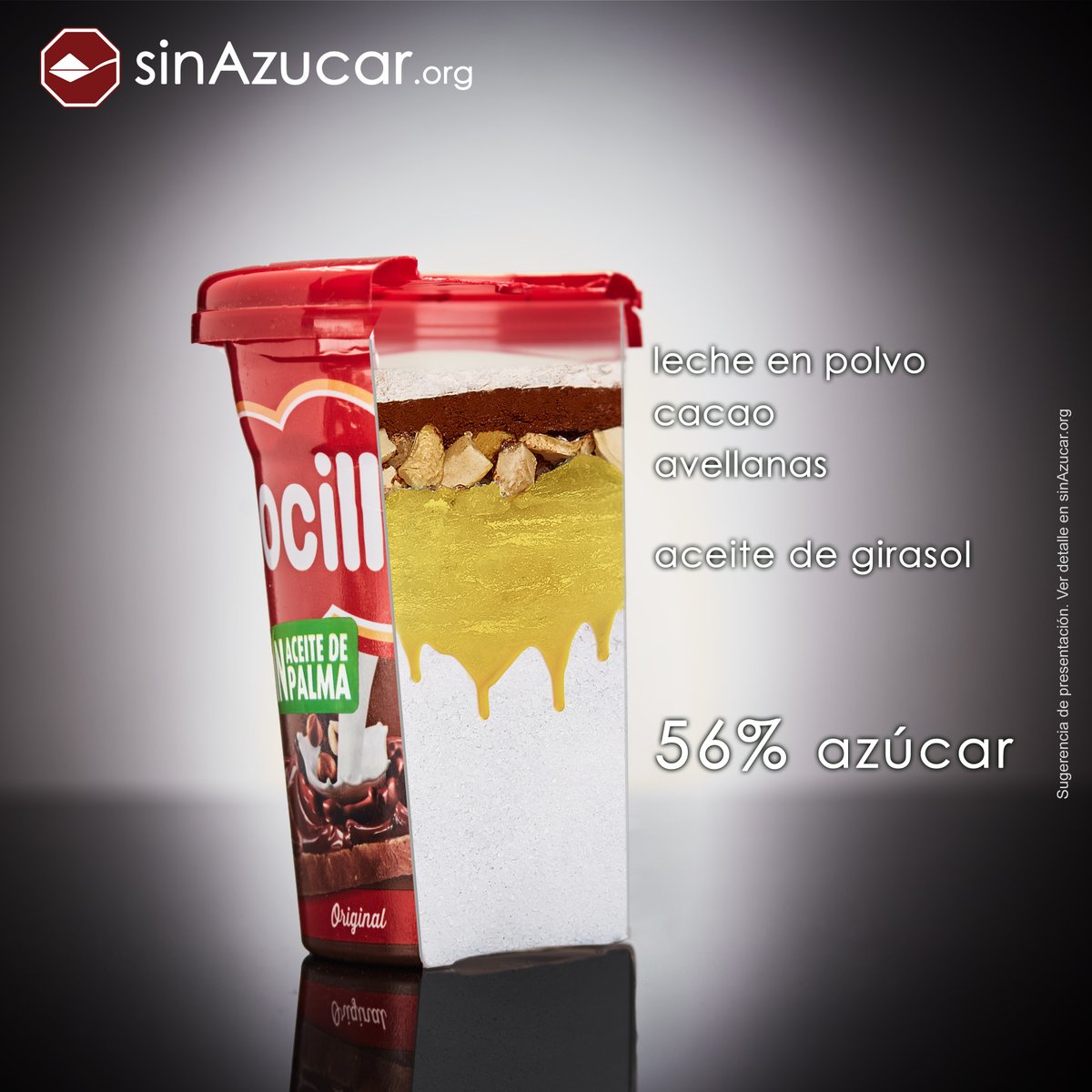 SinAzucarOrg's tweet photo. Un bote de Nocilla contiene el 56% de azúcar.

¿Qué opinas? https://t.co/S0uSwrH5Ln