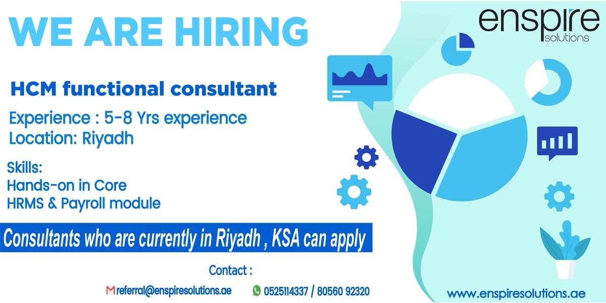 DmccEnspire's tweet photo. Awesomeness Wanted !!!!!!🤩😎🤩😎🤩😎

Hiring Oracle HCM Functional Consultants 🖥️
Location: 📍 Riyadha &amp; 📍 KSA
Experince : 5 - 8 Years

#oracle #functional #hcm #hrms #payrollmodule #jobs #openings #jobsinksa #jobsinriyadh #riyadh #ksa #hiring #joinusnow https://t.co/HM1iuqy3J9