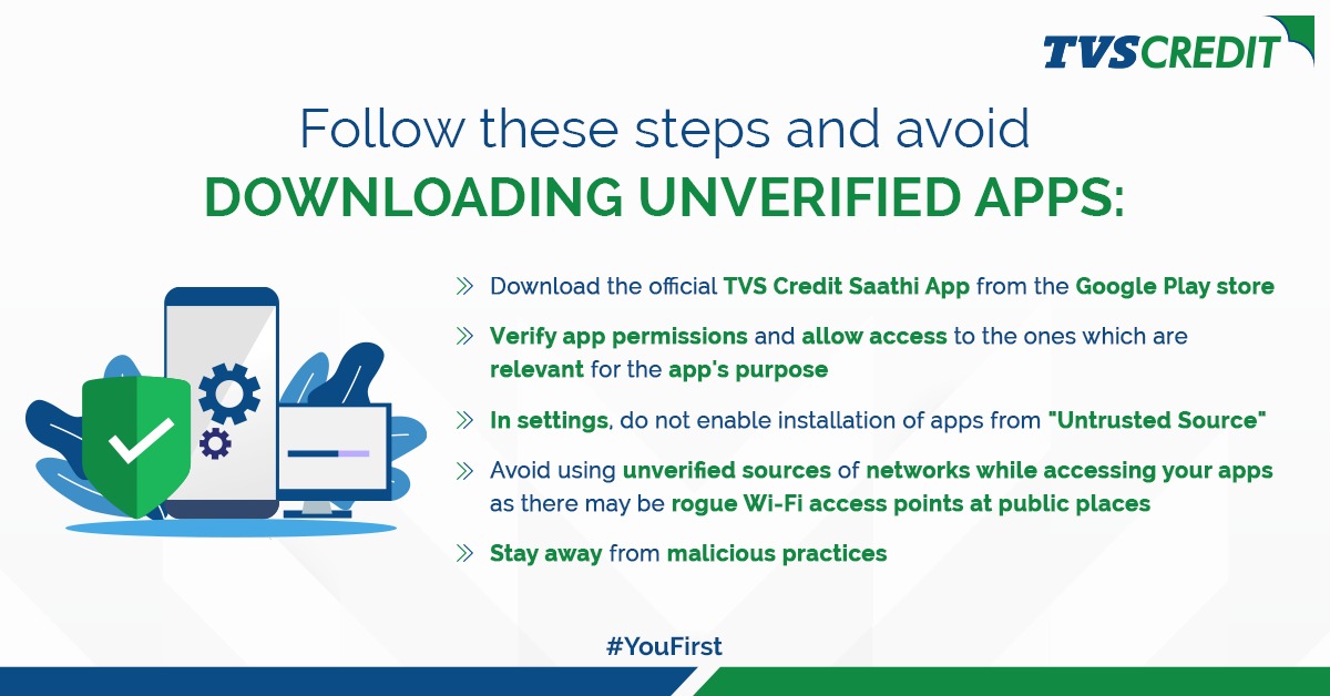 TVSCredit's tweet photo. Your safety is our priority. #TVSCredit requests all its customers to download apps with safety. Follow these simple tips while downloading apps and help your finances stay protected.
#StaySafe #DigitalProductTip #SaathiApp #CustomerAwareness #YouFirst https://t.co/UNQhXqGaS7