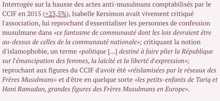 Ces méthodes visent avant tout à mobiliser et communautariser les français de confession musulmane, et les faire adhérer à un islam politique "destiné à faire plier la République sur l'émancipation des femmes, la laïcité et la liberté d'expression".  https://cutt.ly/muBuYNT 