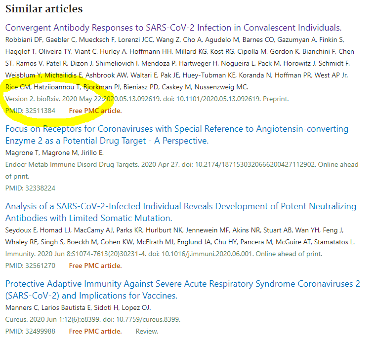 Here's the "published" record in PubMed:  https://pubmed.ncbi.nlm.nih.gov/32555388/ Again, the only link between preprint and this that I see is that it comes up first in similar articles. Unless I'm missing something?? +