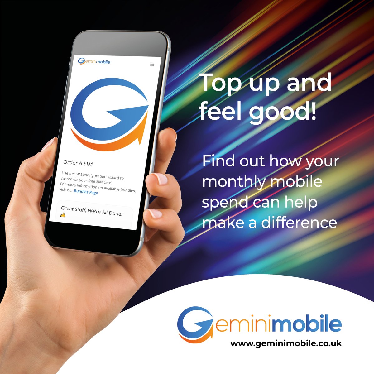 Gemini Mobile (@geminimobileuk) on Twitter photo Help make a difference by switching to <a href="/GeminiMobileUK/">Gemini Mobile</a> and give back part of your monthly #mobile spend to ANY UK registered #charity.
No cost to you, no #change in behaviour; #support those that really need our help.👍
Top Up, Give Back, Feel Good!
geminimobile.co.uk Help make a difference by switching to <a href="/GeminiMobileUK/">Gemini Mobile</a> and give back part of your monthly #mobile spend to ANY UK registered #charity.
No cost to you, no #change in behaviour; #support those that really need our help.👍
Top Up, Give Back, Feel Good!
geminimobile.co.uk