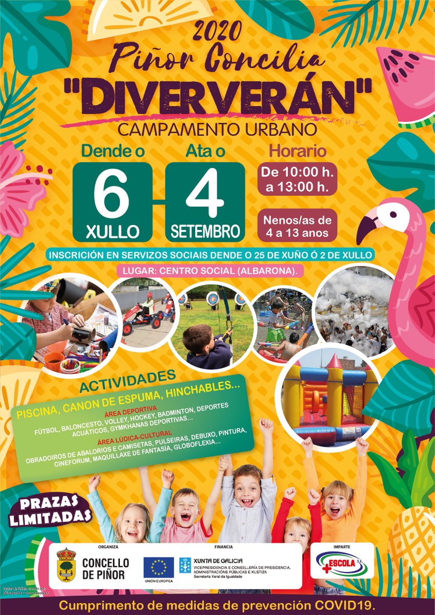 ConcellodePinor's tweet image. 👉 Xa están aquí as actividades infantís do verán ‼️
PIÑOR CONCILIA &quot;DIVERVERÁN&quot; ven cargadiño de novidades e medidas preventivas por mor do COVID19. 
Estamos rematando os últimos detalles.... infórmate e formaliza inscrición a partir do 25 de xuño!!!!!