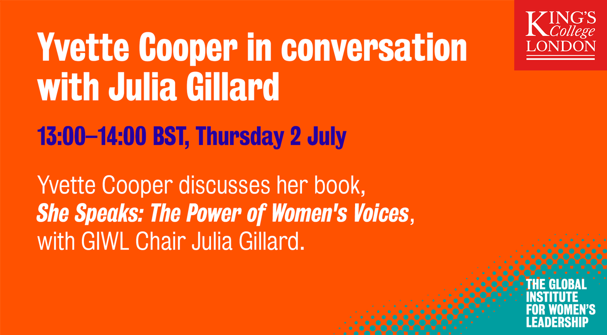 GIWLkings's tweet photo. EVENT: @YvetteCooperMP in conversation with Julia Gillard.

Join us on Thursday 2 July: https://t.co/2SGVk8u8cF https://t.co/stvh1Mt9Fj