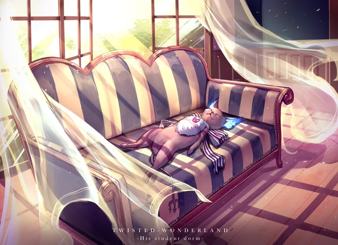 お昼寝グリム
 #ツイステファンアート 