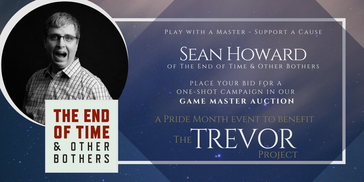Want Sean to run a virtual game for you or your table? Want <a href="/IAmEggerton/">Eggerton</a> to join? Bid today and all money raised supports <a href="/TrevorProject/">The Trevor Project</a> #PrideMonth 32auctions.com/organizations/…
