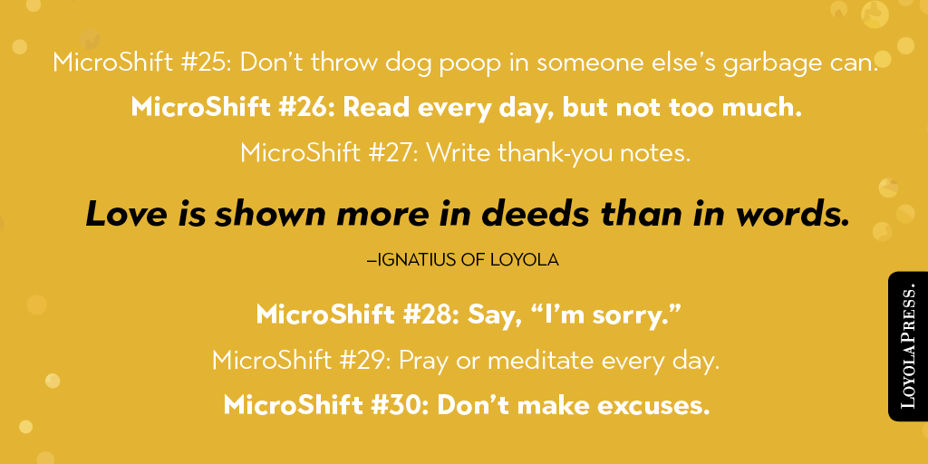 loyolapress's tweet photo. Check out 5 more #microshifts that you can try today. Excerpted from @garyjansen's book "MicroShifts." https://t.co/kMX4h1zRkb