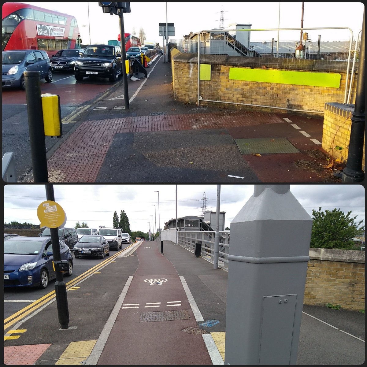 Then & Now - Ambitious bridge widening for walking & cycling - Lea Bridge Road at Argall Way E10. #wfminiholland