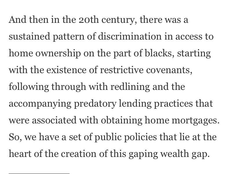 “...we have a set of public policies that lie at the heart of the creation of this gaping wealth gap. And this means, in turn, that we need new public policy to reverse those conditions.”  https://www.npr.org/2020/06/17/879041052/william-darity-jr-discusses-reparations-racial-equality-in-his-new-book  #PDoH  #Interdependence