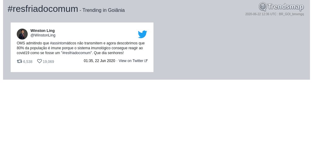 TrendsGoiania's tweet photo. #resfriadocomum é tendência em #Goiânia

https://t.co/QYRT6MoXr9 https://t.co/zhXPhAVO20
