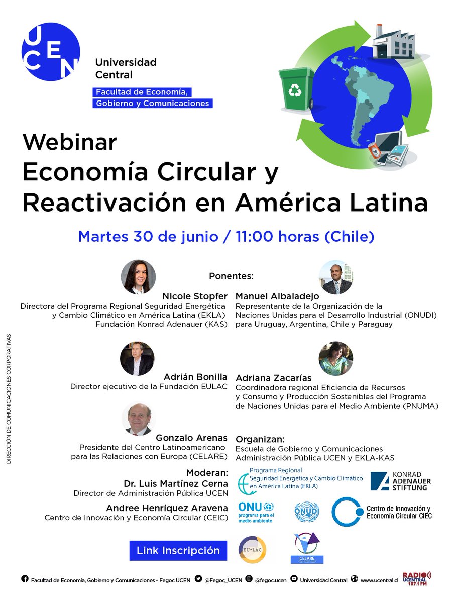 📌GRAN invitación a nuestro #Webinar "#Economíacircular y #Reactivación en #Américalatina" .  @Ucen <a href="/Albaladm/">Manuel Albaladejo</a> @Adri_zacarias <a href="/NicoleStopfer/">Nicole Stopfer</a> <a href="/xadrianbonilla/">Adrian Bonilla</a> <a href="/AndreeHenriquez/">Andreé Henríquez</a> <a href="/CELAREALCUE/">Centro Latinoamericano para las Relaciones con UE</a> @EKLA_KAS <a href="/ciecircular/">Centro de Innovación y Economía Circular - CIEC</a> <a href="/unep_espanol/">Programa ONU Medio Ambiente</a> <a href="/ONUDI_conosur/">ONUDI Argentina, Chile, Paraguay & Uruguay</a> 
INSCRIPCIONES👇🏻

forms.gle/9HhXkHq1Y1q4g5…