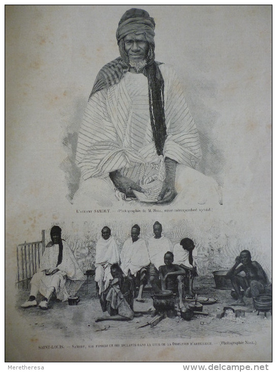 A Saint-Louis, au Sénégal, Samory Touré, fondateur de l'empire Wassoulou, résistant à la pénétration coloniale d'Afrique occidentale, posant avec ses esclaves