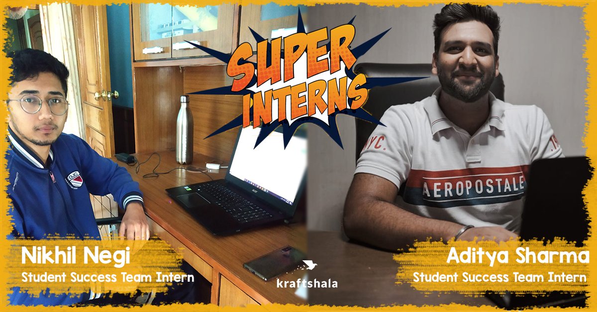 kraftshala's tweet photo. People say goodbyes are hard & these #SuperInterns from @_PECChandigarh have proved that!
Meet Nikhil & Aditya, who joined us for a 6 months internship as a part of their curriculum. It was great to have you two around! All the best for your future endeavours!
#kraftshala #pec https://t.co/5HtOlEhTfl