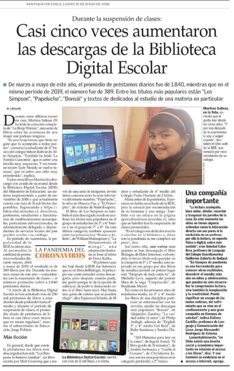 Recibimos con mucha alegría el aumento en la descarga de libros de nuestra Biblioteca Digital Escolar, que cuenta con más de 11 mil títulos para estudiantes, profesores y directores. Leer y fomentar la lectura nos abre camino a nuevos y maravillosos mundos