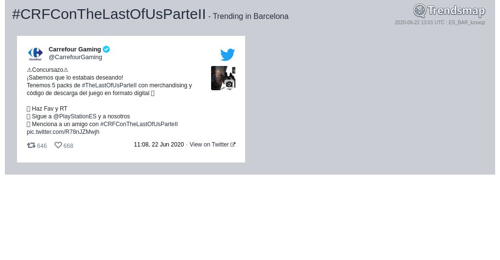 #crfconthelastofusparteii es ahora una tendencia en #Barcelona

trendsmap.com/r/ES_BAR_kzxxqz
