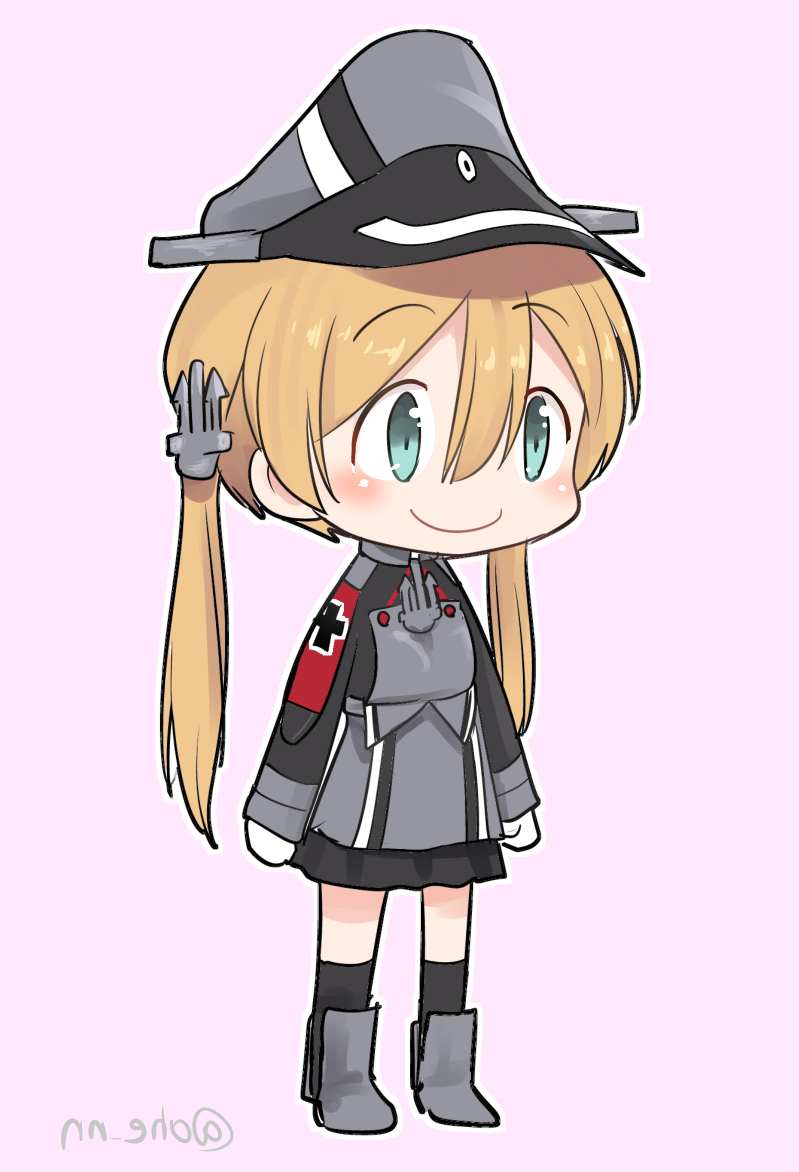 prinz eugen (kancolle) 1girl solo hat peaked cap twintails blonde hair twitter username  illustration images