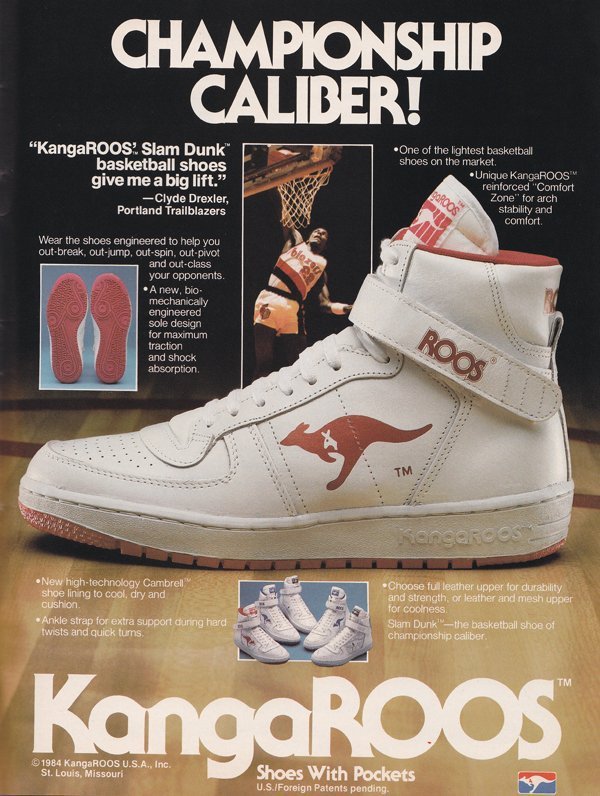 Archeologie overhemd lof Ballislife.com on Twitter: ""Shoes with pockets!" 1984 KangaROOS ad with  Clyde Drexler https://t.co/ohUhgKX79m" / Twitter
