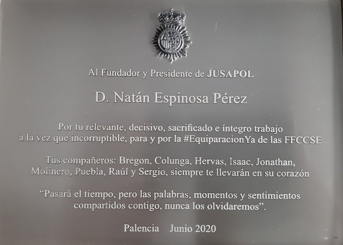 NatanEspinosa2's tweet image. Hoy acaba mi etapa en la Comisaría de Palencia donde vio nacer el movimiento jamás visto de @policia y @guardiacivil, os llevaré siempre en mi corazón

Algún día espero que vuelva a resurgir el mismo espíritu altruista y desinteresado por la igualdad de las FFCCSE
#EquiparacionYa