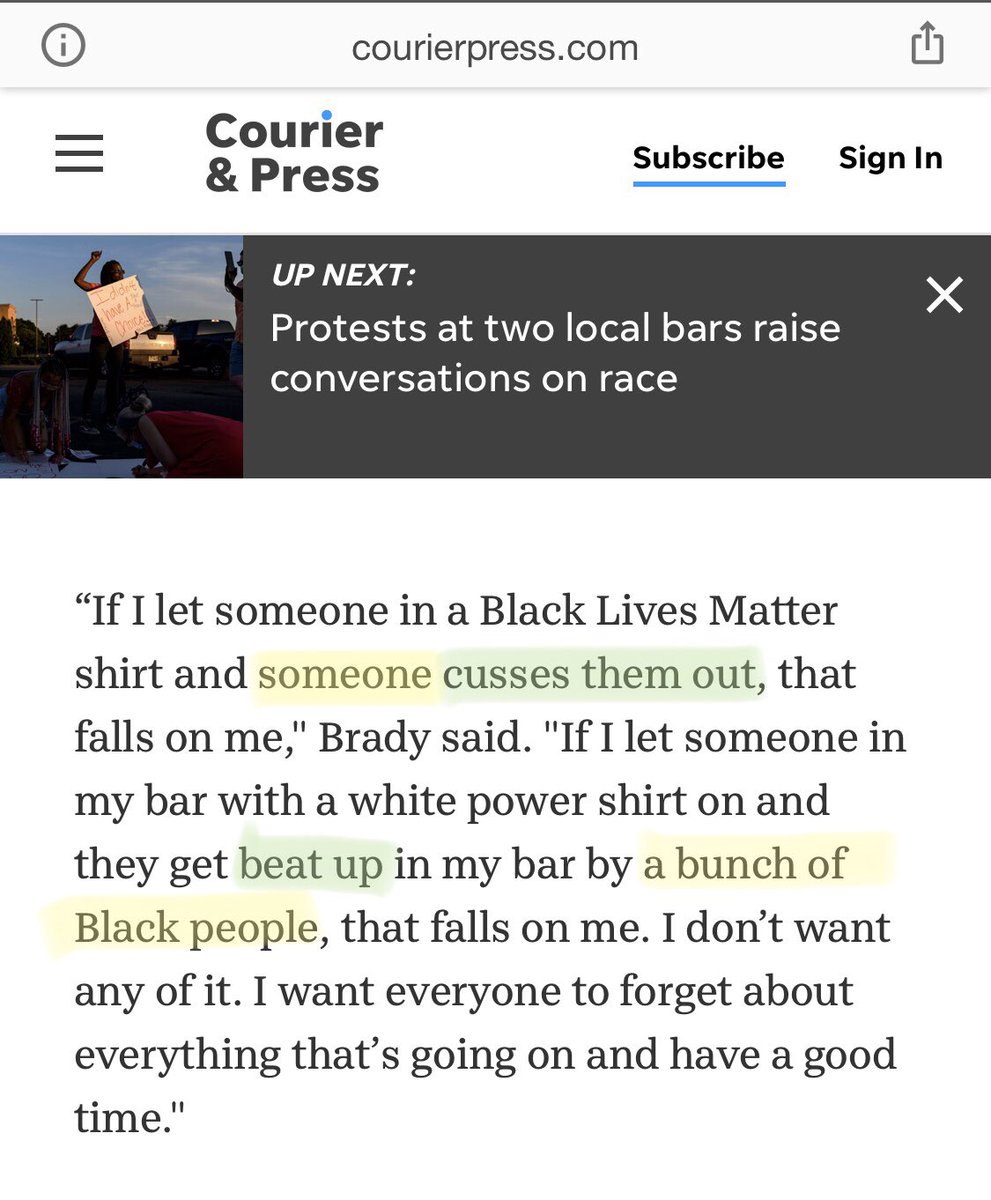 _skerche's tweet photo. I believe in generous assumptions. I’m open to the idea that the owner of Bud’s did not *think* he was making a racist statement. I’m open to the idea that he feels these are good intentions designed to benefit all. But the differentiation he is making is GLARING and DANGEROUS. https://t.co/Rz6ZU7Kdcl