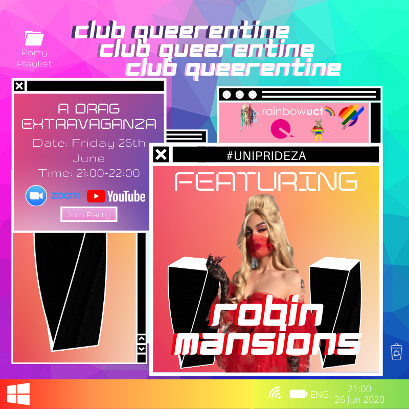 rainbowuct's tweet photo. We're parting with the Iconic Robin Mansions and Ultra Fierce Lust Vegas this Friday night at Club Queerantine for a Drag Extravaganza๐ฅ๐๐ฝ Stay tuned as we reveal more Queens over the next few days ๐คฉ๐ณ๏ธโ๐#clubqueerza
#uniprideza #pride #pridemonth #PRIDE2020 https://t.co/rHRGHRdtdK