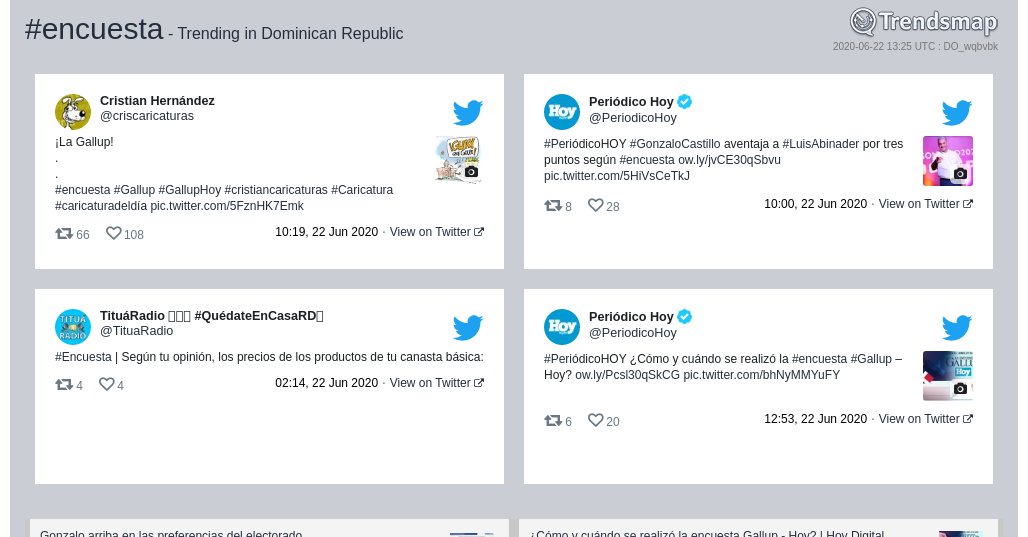 #encuesta es ahora una tendencia en Dominican Republic

trendsmap.com/r/DO_wqbvbk