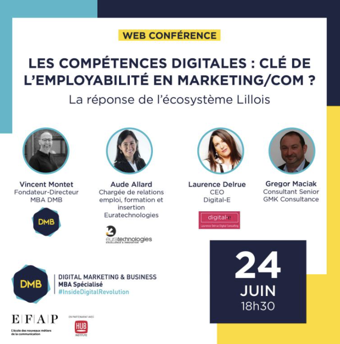 #TourDeFrance #Employabilité #MarketingDigital #Lille #hautsdefrance #MBADMB Après #Lyon et #Montpellier nous sommes heureux de vous inviter au  webinar Mercredi prochain 18h30
avec <a href="/Laurence_Delrue/">DELRUE LAURENCE</a>  Aude allard <a href="/euratechnologie/">EuraTechnologies</a>  et <a href="/GregorMaciak/">MACIAK</a>
Inscrip. app.livestorm.co/mbadmb/compete…