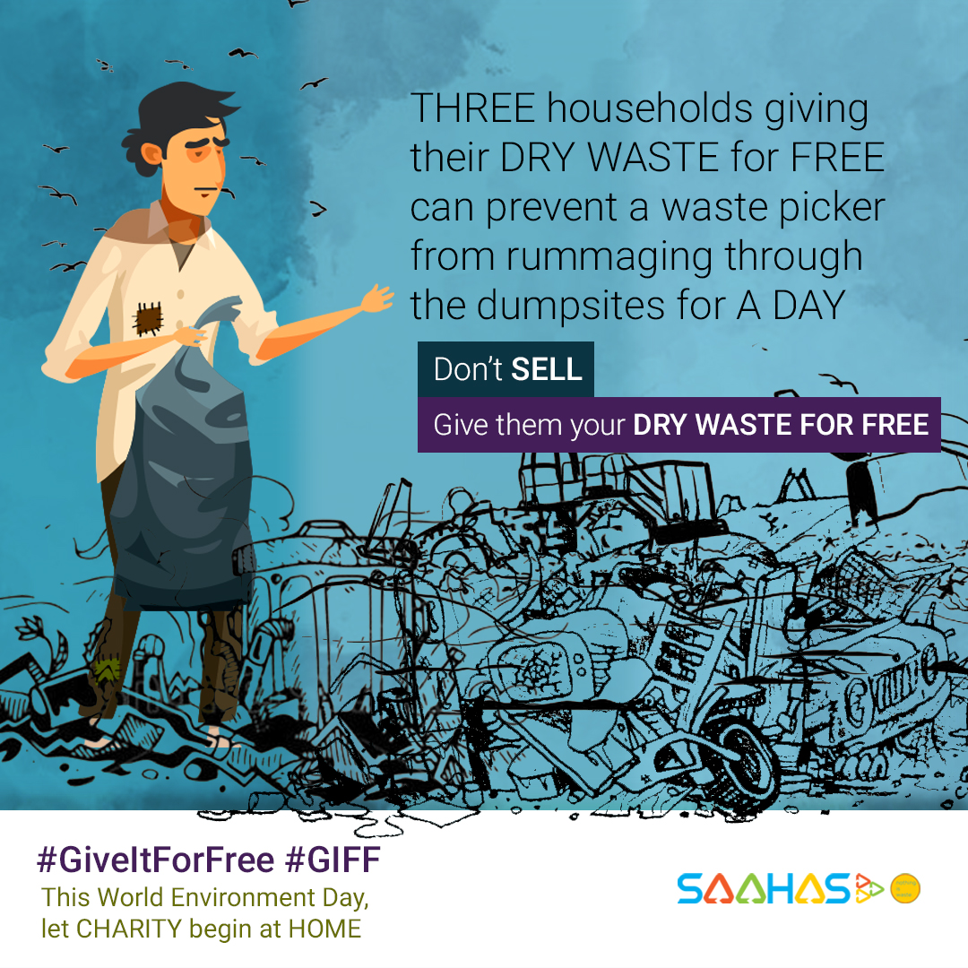 #GiveItForFree campaign by #Saahas initiated on #WORLDENVIRONMENTDAY is a small step in the direction of improving the income of the informal waste workers which is a part of Saahas's larger goal of formalizing #wastemanagement sector
Join us in this campaign for #WasteWorkers