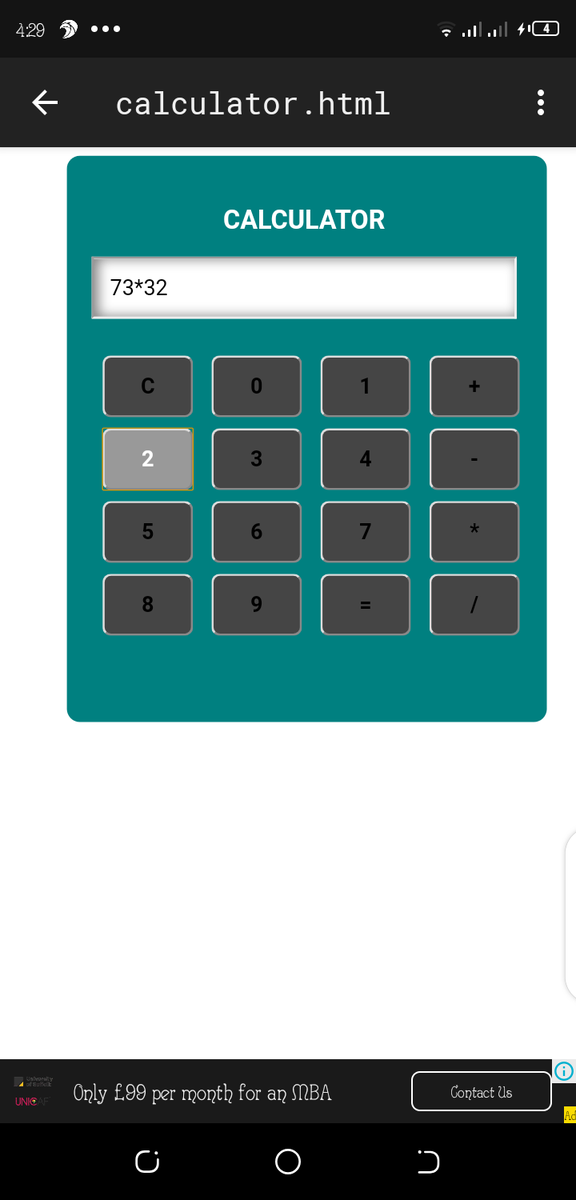 kahuria_peninah's tweet image. Day 16 #100DaysOfCode 
I finally finished the calculator using HTML 😊
#CodeHive2020 
#AkiraChix
#HTML