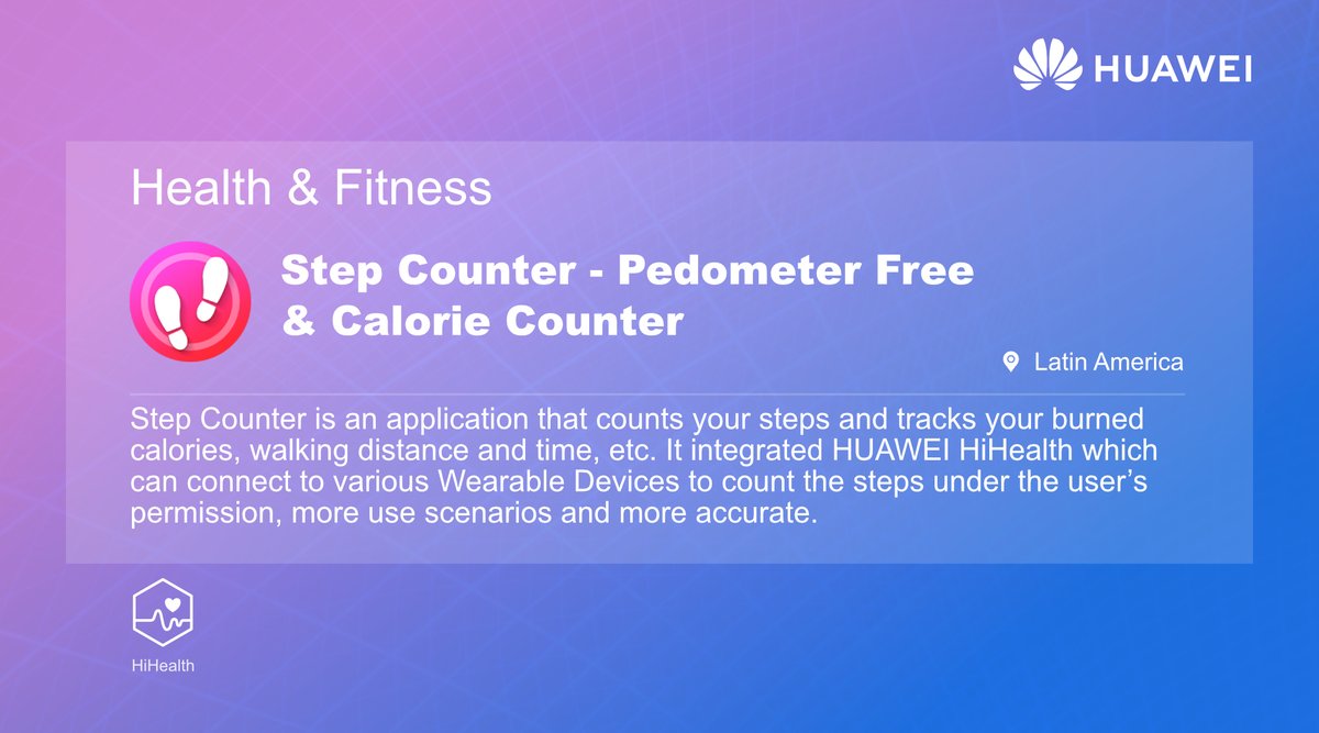 Huawei_devs's tweet image. Great #HWDevCase alert! 📣

Step Counter is a fitness app 🏃‍♀️ 🏃‍♂️

It integrates HUAWEI HiHealth Kit ⚙️

So, with the user’s permission, it connects wearable devices to help make fitness data more accurate! 🙌

Learn more here 👉 bit.ly/3dYR8Wd 

#HMSCore #HuaweiDevelopers