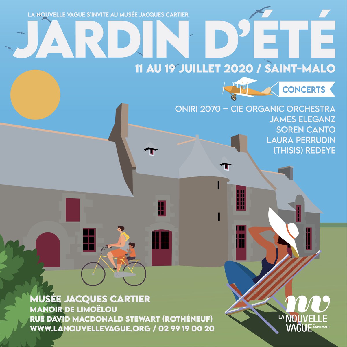 ☀ JARDIN D'ÉTÉ ☀

La Nouvelle Vague s’invite au Musée Jacques Cartier à Saint-Malo pour des concerts en plein air du 11 au 19 juillet 2020 avec <a href="/jameseleganz/">James Eleganz</a>, Soren Canto, Oniri 2070 - <a href="/O_Orchestra/">Cie Organic Orchestra</a> , @LauraPerrudin, <a href="/thisisredeye/">Gee Red Eye</a>.

🤝en partenariat avec <a href="/VilleSaintMalo/">Ville de Saint-Malo</a>