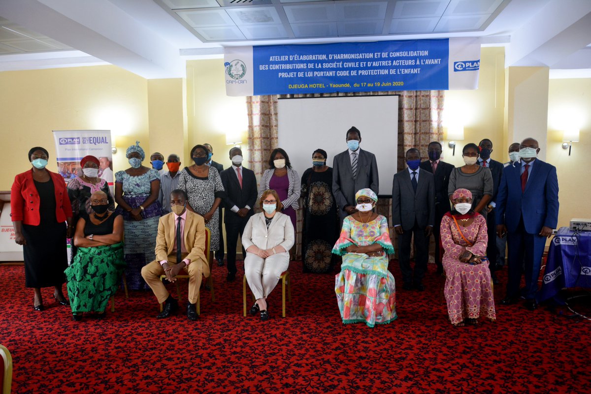 PlanCameroon's tweet photo. Plan International Camerron engagée dans l'élaboration d'un code de protection de l'enfant au Cameroun

Du 17 au 19 Juin 2020, se sont tenus à Yaoundé les travaux d'élaboration et d'harmonisation du code de protection de l'enfant au Cameroun.

#childprotection2020
#GirlsGetEqual https://t.co/OuiRiNTvox